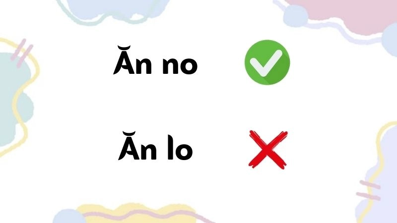 Ăn no hay ăn lo đúng chính tả, ăn no là từ đúng