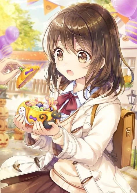 Anime cô gái cute ngọt ngào với ánh nhìn tinh nghịch dễ mến