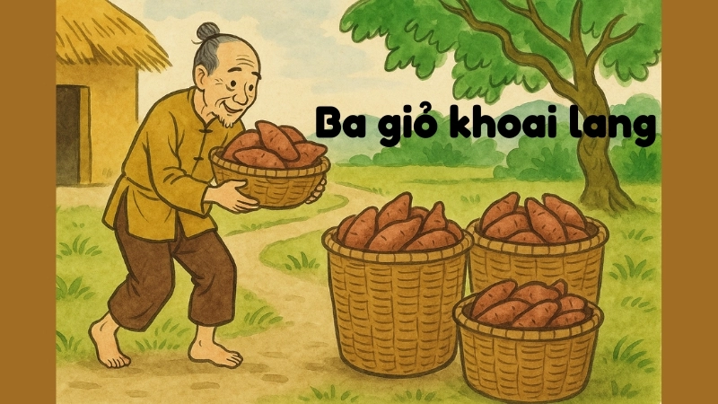 Tóm tắt Truyện ngụ ngôn - Ba giỏ khoai lang chi tiết nhất
