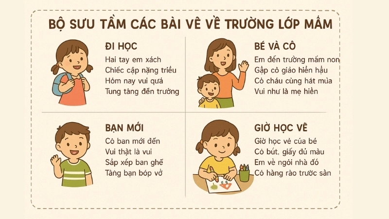 Bộ sưu tầm các bài vè về trường lớp mầm non