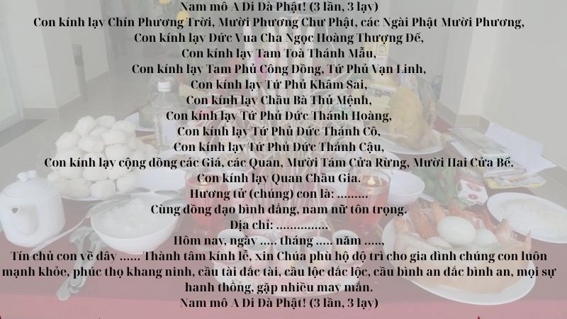 cách khấn vái cúng trả lễ