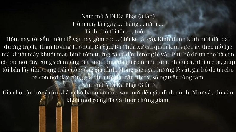 Văn khấn cúng vuông tôm