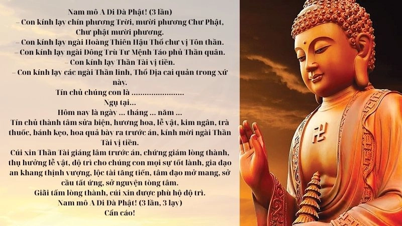 Văn khấn mùng 1 âm lịch Thầ n Tài