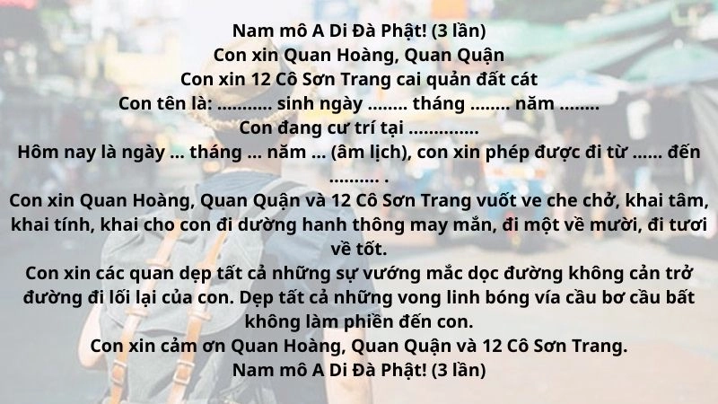 Văn khấn trước khi xuất hành