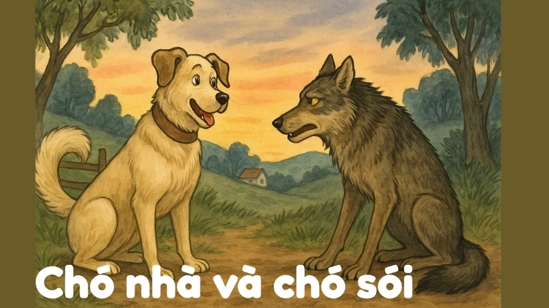 Tóm tắt Truyện ngụ ngôn - Chó nhà và chó sói đầy đủ ý nghĩa