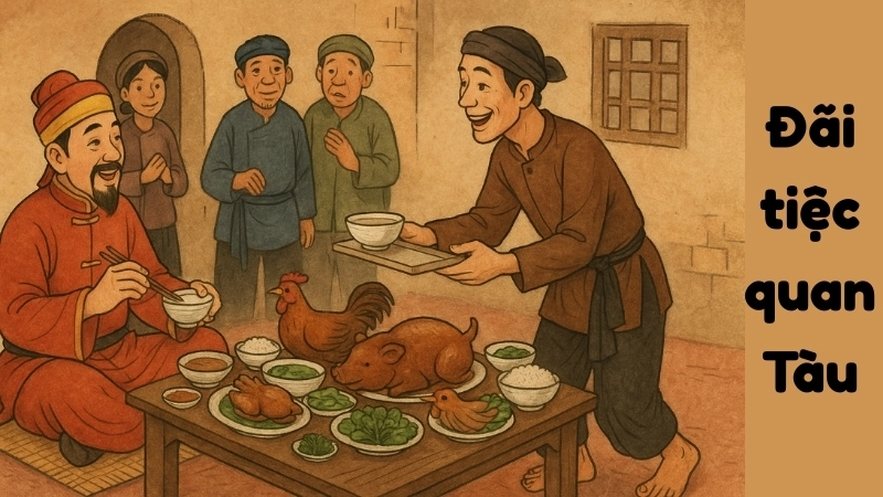 Tóm tắt Truyện dân gian - Đãi tiệc quan Tàu ngắn gọn