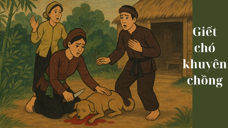 Tóm tắt truyện cổ tích Việt Nam - Giết chó khuyên chồng