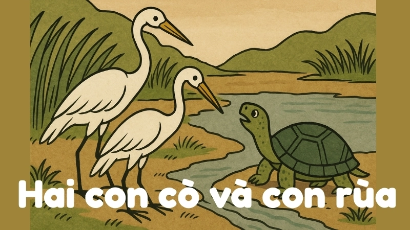 Tóm tắt Truyện dân gian - Hai con cò và con rùa đầy đủ