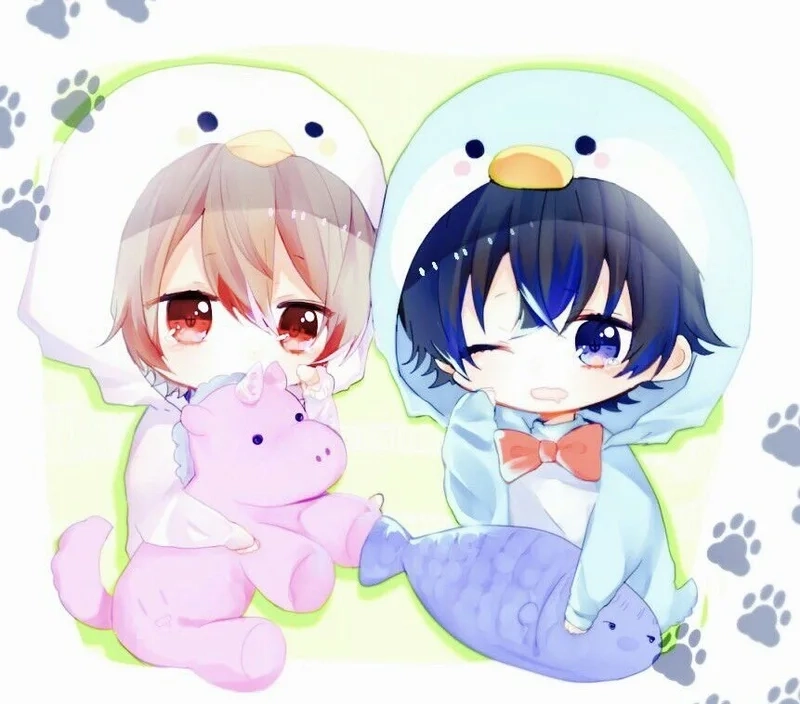 Hình ảnh cặp đôi chibi đáng yêu và dễ thương, thể hiện tình yêu trong thế giới hoạt hình