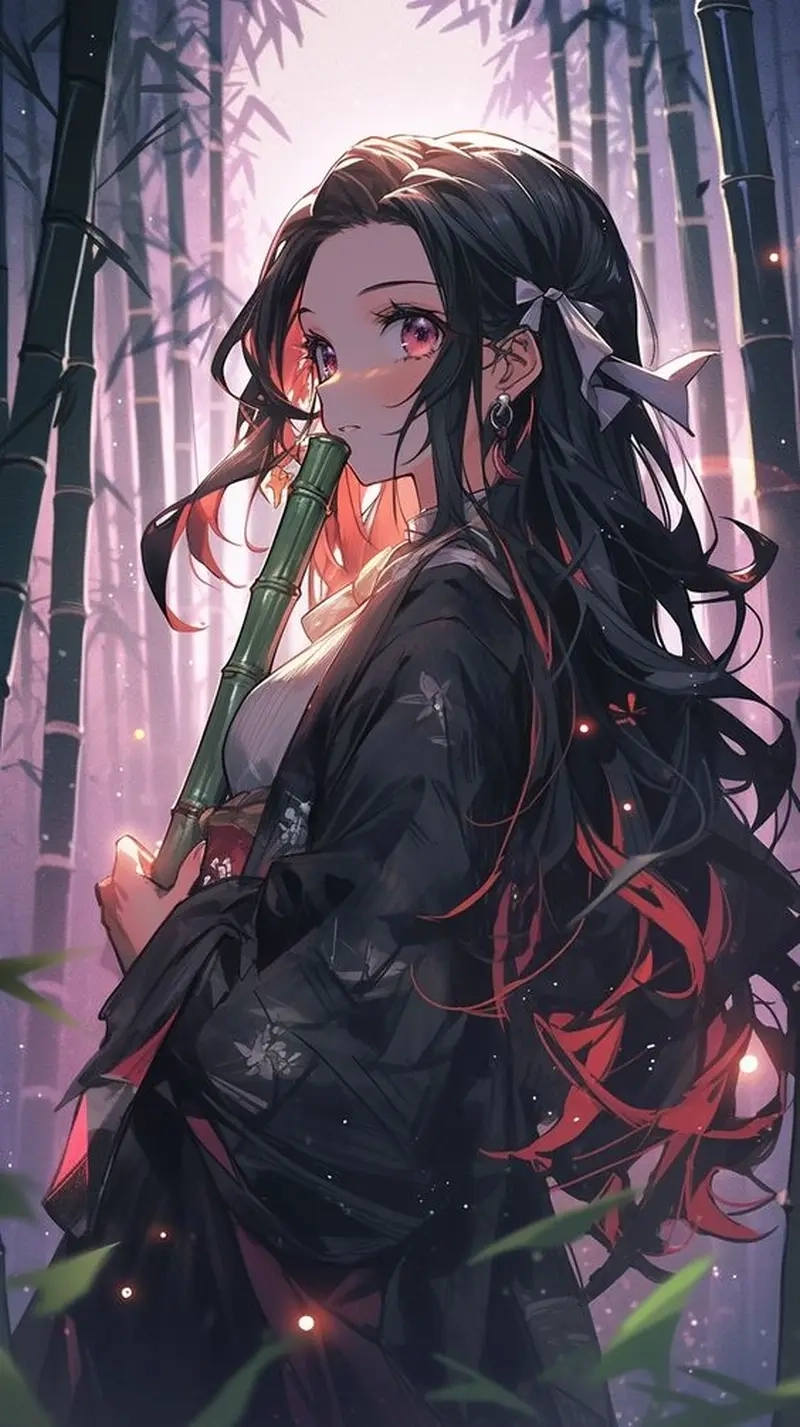 Hình ảnh anime girl dễ thương tóc dài nhẹ nhàng như làn gió xuân
