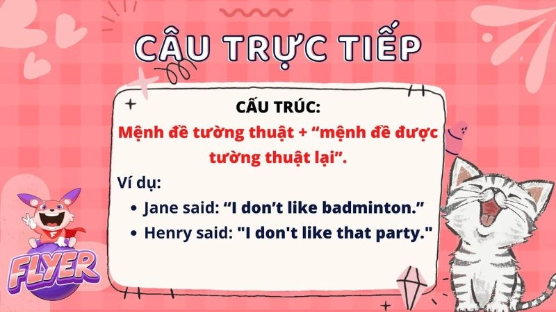  câu trực tiếp gián tiếp tiếng Pháp 