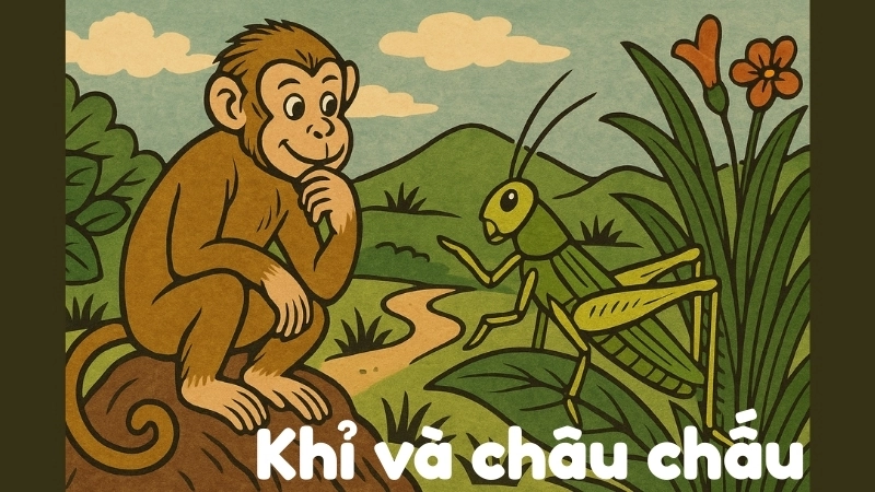 Tóm tắt Truyện dân gian - Khỉ và châu chấu
