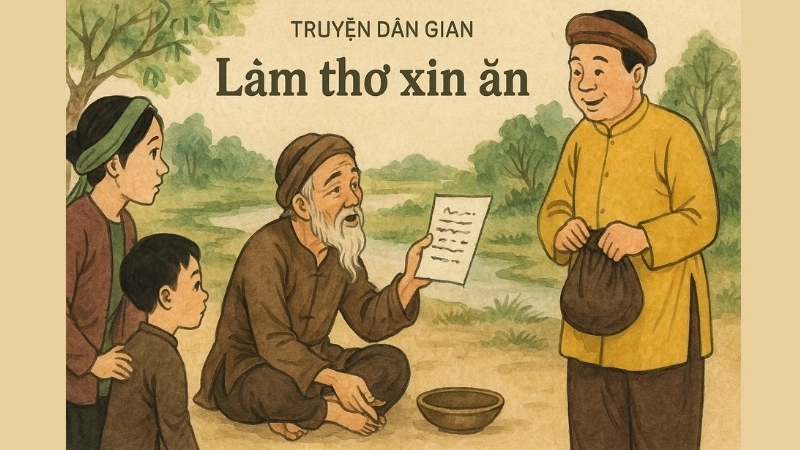 Tóm tắt Truyện dân gian - Làm thơ xin ăn ngắn gọn, hay nhất