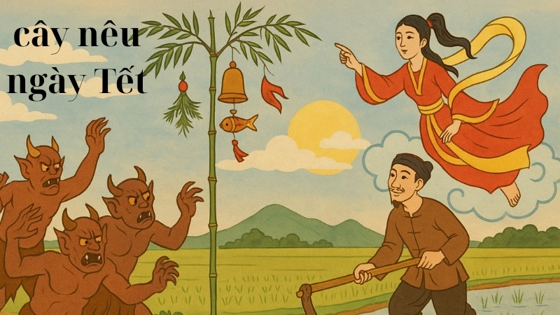 Tóm tắt truyện cổ tích Việt Nam - Sự tích cây nêu ngày Tết