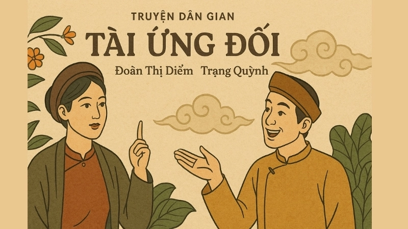 Tóm tắt Truyện dân gian - Tài ứng đối của Đoàn Thị Điểm và Trạng Quỳnh