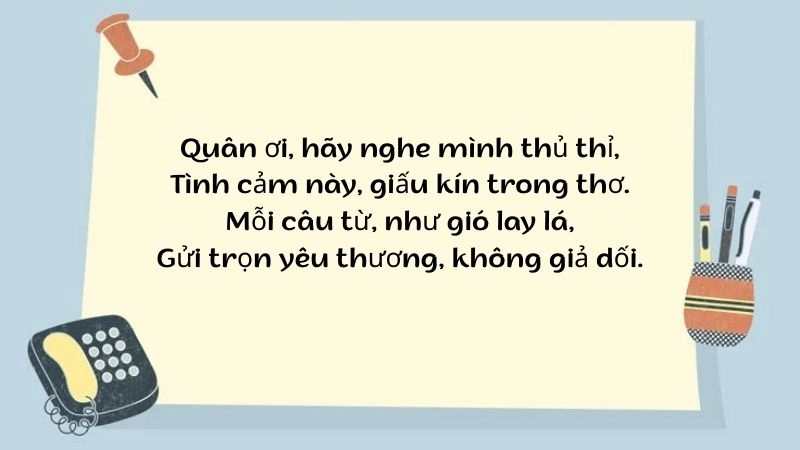 Chùm thơ thả thính theo tên Quân này là những lời tán tỉnh xen lẫn sự bông đùa tinh tế