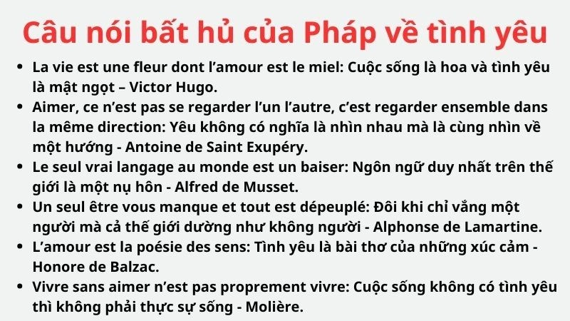 Những câu nói về tình yêu bất hủ, danh ngôn của người Pháp