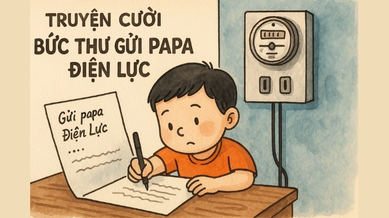 Tóm tắt Truyện cười - Bức thư gửi papa Điện Lực ngắn gọn